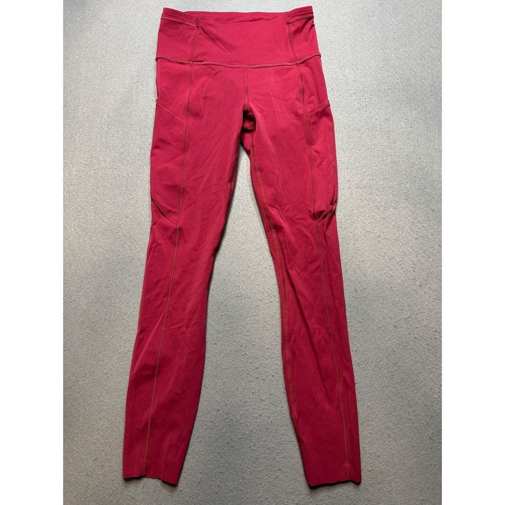 Lululemon Fast and Free High Rise Tight 25 Red Berry Pockets Leggings Size 2-133